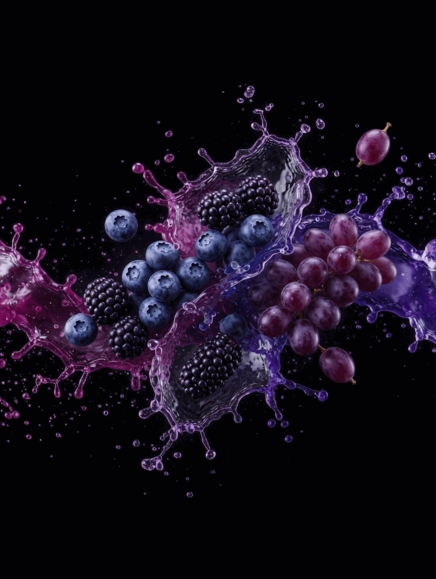 Splash de mirtilo, amora e uva