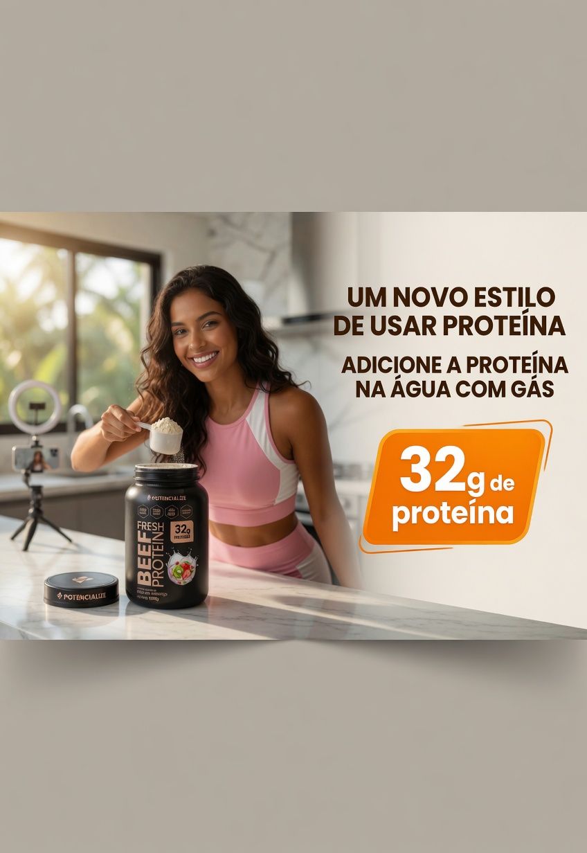 Proteína misturada em água com gás